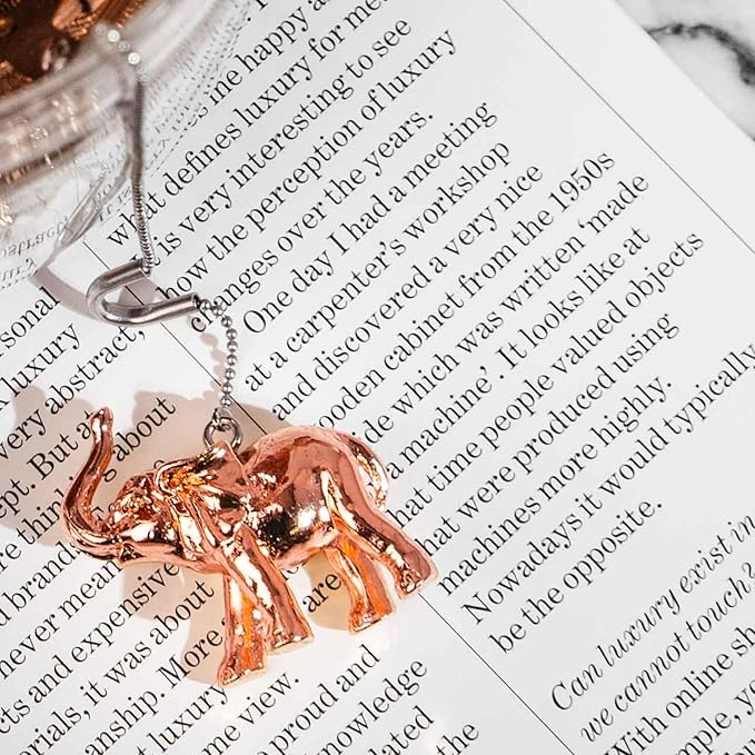Elephant Tea Infuser Stainless Steel with Rose Gold Charm - Animal Tea Ball Strainer, Cute Reusable Loose Leaf Infuser w/Clip Chain & Glass Holder Gift for Tea Lovers