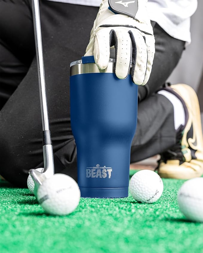 Beast 30 oz Tumbler Stainless Steel Vacuum Insulated Coffee Ice Cup Double Wall Travel Flask (Royal Blue) - Bloomnest