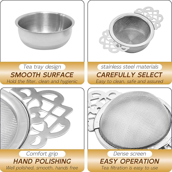 Tea Drain Strainer 304 Stainless Steel Loose Tea Infusers Strainers Mesh Tea Infuser Stainless Steel Loose Leaf Tea Filter with Handles for Loose Tea Juice Coffee Filter(4Pcs) - Bloomnest