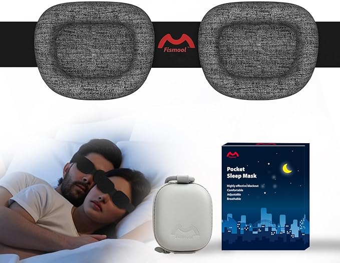Eye Mask for Sleeping - 100% Blacking Sleep Mask for Men Women, Sleep Mask for Cpap Users with Adjustable Night Blindfold Flight, Travel, Nap, Black - Bloomnest