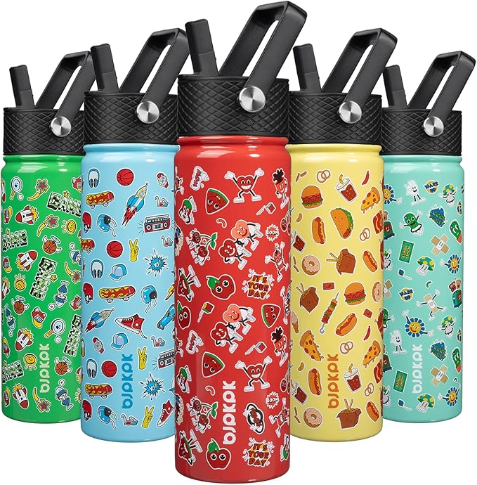 BJPKPK Insulated Water Bottle with Straw Lid, 22 oz Stainless Steel Metal Water Bottles, Reusable Leak Proof BPA Free Water Bottles, Cups, Thermo, Passionate-Red - Bloomnest