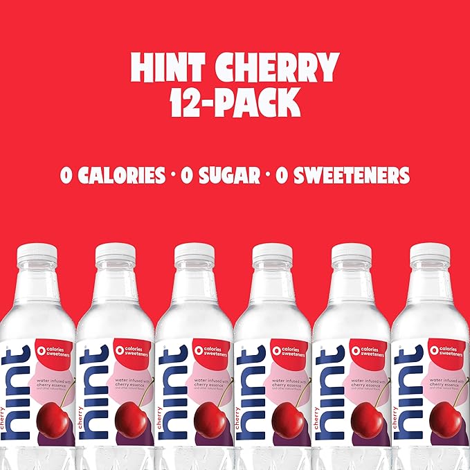 Hint Bottled Water, Blackberry and Cherry- Purified Flavored Water with Zero Calories, Sugar Free, Natural Flavors - 16 Fl Oz (Pack of 24) - Bloomnest