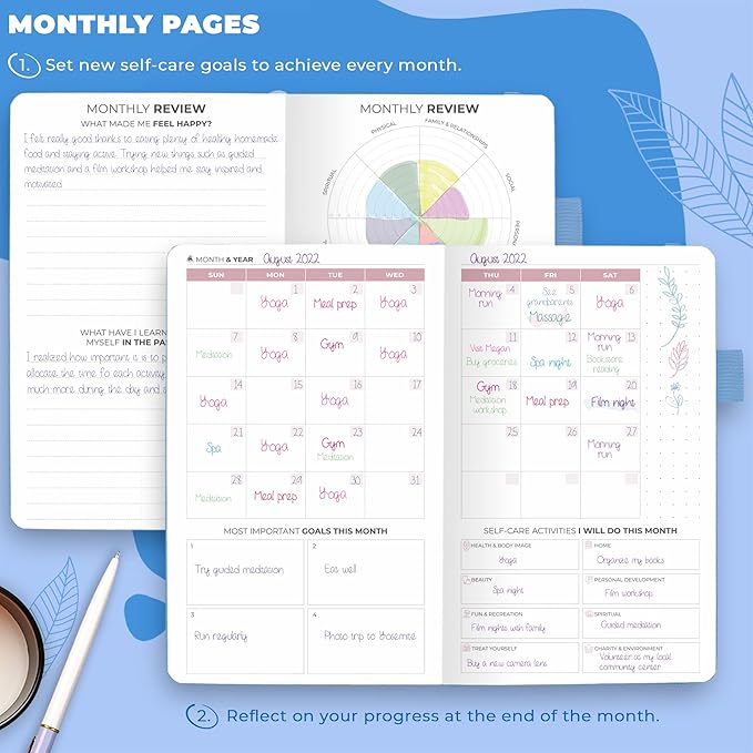 Clever Fox Self-Care Journal Pocket – Daily Reflection Notebook – Mental Health & Personal Development Planner, Meditation & Mood Log (Light Blue)