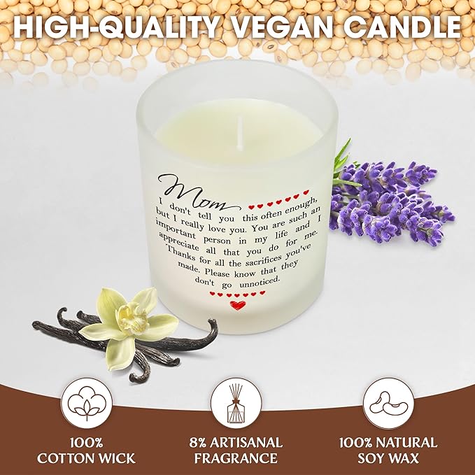 TEEZWONDER Birthday Gifts for Mom - Long Lasting Vanilla Lavender Candle 10 oz - Mom Gifts from Daughter Son, Mother Gift Ideas, Gift for Mama Mother in Law, Candles for Women - Bloomnest