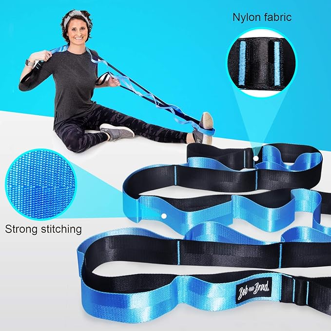 BOB AND BRAD 12 Loop Yoga Stretch Strap - Non-elastic for Stretching, Physical Therapy, Pilates, Dance, Gymnastics, and Athletic Trainers With Carry Bag - Bloomnest