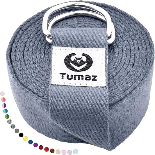 Tumaz Yoga Strap/Stretch Bands [15+ Colors, 6/8/10 Feet Options] with Extra Safe Adjustable D-Ring Buckle, Durable and Comfy Delicate Texture - Best for Daily Stretching, Physical Therapy, Fitness - Bloomnest