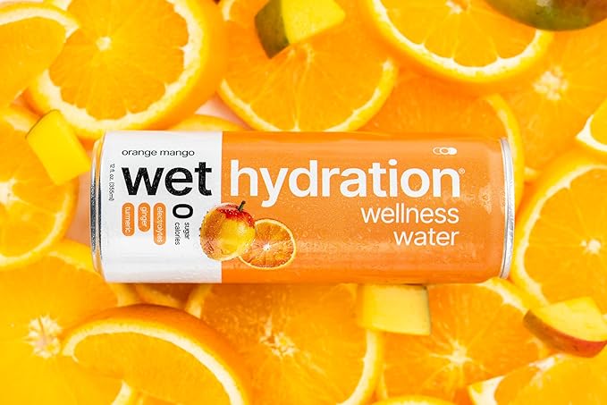 Wet Hydration - Functional Hydration Beverage - Flavored Water, Sugar-Free, Gluten-Free, No Artificial Ingredients (Orange Mango Ginger Turmeric) - Bloomnest