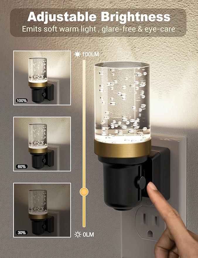 JandCase Night Light, Dimmable Night Lights Plug into Wall, Auto On/Off Light Sensor Nightlight, 5000K Daylight White 0-100LM Brightness LED Night Light, Bathroom Hallway Bedroom Decoration - Bloomnest
