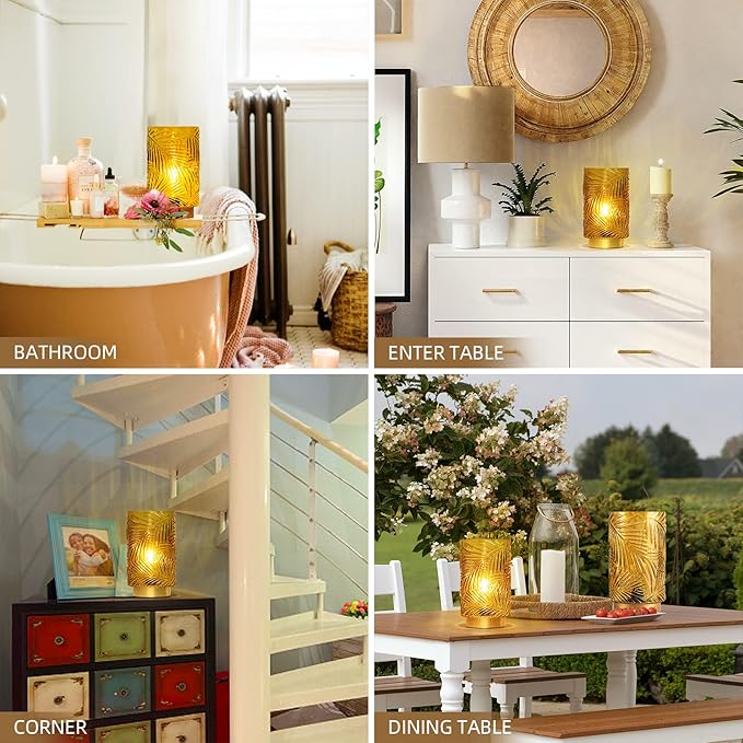 Battery Operated Table Lamp, Cordless Lamps for Home Decor, Battery Powered Nightlight with LED Bulb with Timer, Decorative Lights for Living Room Bedroom Tabletop Entryway Centerpiece Gift (L Yellow) - Bloomnest
