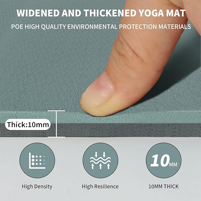 Large Yoga Mat (6'x 4') - Extra Long and Wide 72 x 48 inches, Non-Slip POE Fitness Mat, Eco-Friendly, Thick Wide Exercise Mat for Home Workouts,Ideal for Yoga and Pilates.