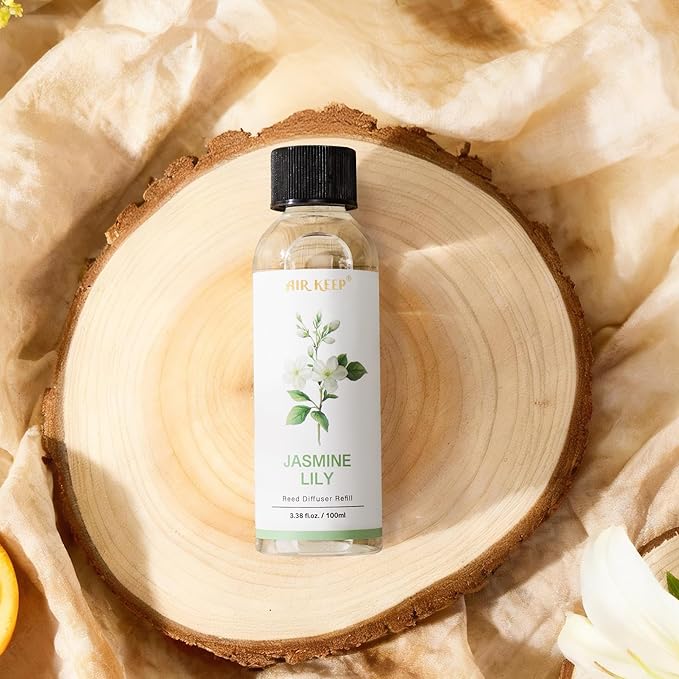 Airkeep Reed Diffuser Oil Refill/Jasmine Lily/3.38oz（100ml/1 Pack/Scented Oil Refill for Reed Diffuser Home Fragrance for Bedroom, Bathroom Office Home Decor - Bloomnest
