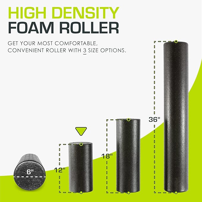 ProsourceFit High Density Foam Rollers 12 - inches Long, Firm Full Body Athletic Massage Tool for Back Stretching, Yoga, Pilates, Post Workout Muscle Recuperation, Black/Blue - Bloomnest