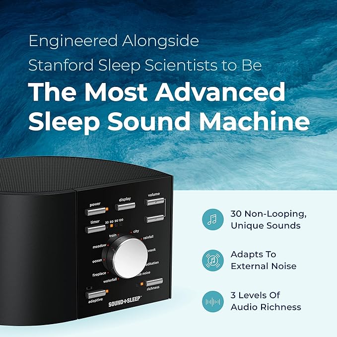 Sound+Sleep High Fidelity Sleep Sound Machine with 30 Guaranteed Non-Looping Nature Sounds, and Sleep Timer - Bloomnest