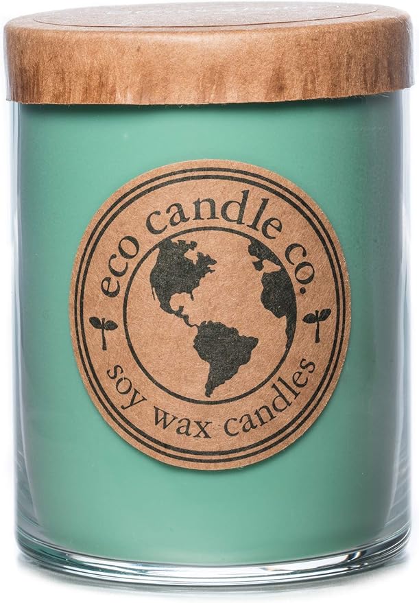 ECO CANDLE CO. Recycled Candle, Grass Stain, 18 oz. Double Wick - Scents of Fresh Cut Grass - 100% Soy Wax, No Lead, Kraft Paper Label & Lid, Hand Poured, Phthalate Free, Midwest Grown Soybeans - Bloomnest