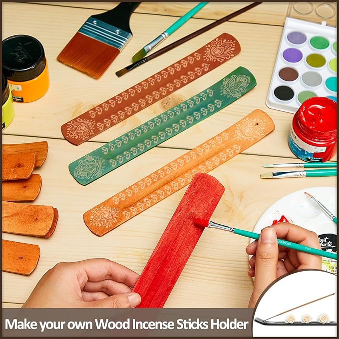 Handmade Wooden Incense Stick Holder Wood Incense Burner Ash Holder Trays for Sticks Home Utilities Accessories and Buddha Hall(12 Pieces)