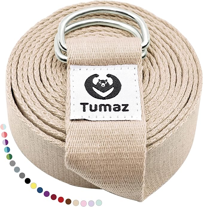 Tumaz Yoga Strap/Stretch Bands [15+ Colors, 6/8/10 Feet Options] with Extra Safe Adjustable D-Ring Buckle, Durable and Comfy Delicate Texture - Best for Daily Stretching, Physical Therapy, Fitness - Bloomnest