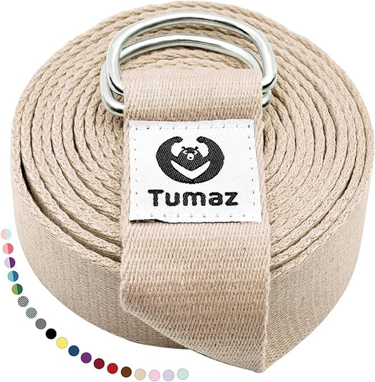 Tumaz Yoga Strap/Stretch Bands [15+ Colors, 6/8/10 Feet Options] with Extra Safe Adjustable D-Ring Buckle, Durable and Comfy Delicate Texture - Best for Daily Stretching, Physical Therapy, Fitness - Bloomnest