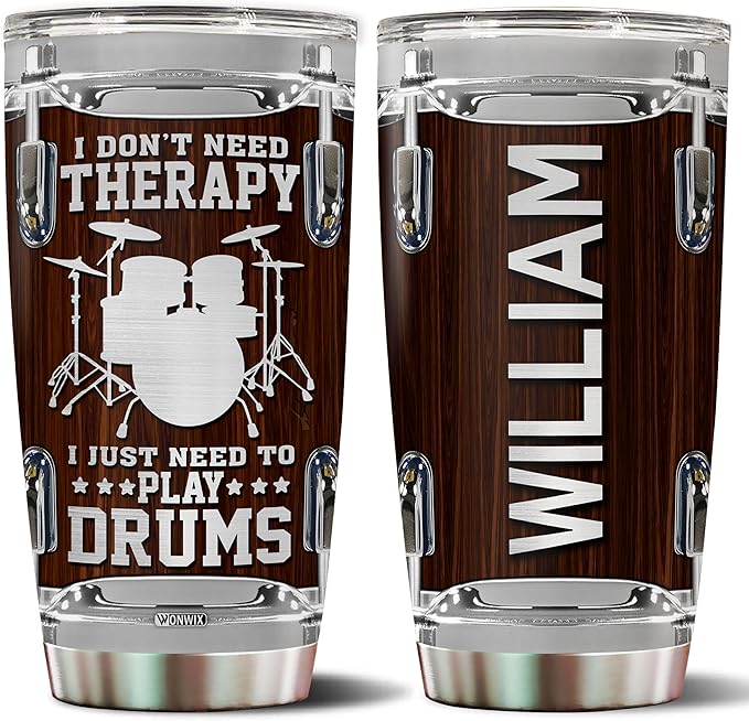 Personalized Drummer Gifts for Men Gift for Drummers Drum Players 20oz Travel Cup Coffee Mug Stainless Steel Insulated Tumbler with Lid Gift for Music Lovers - Bloomnest