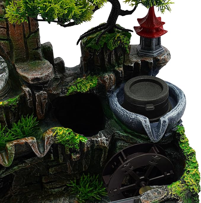 Tabletop Water fountainRockery Tabletop Fountain Indoor Waterfall with an Atomizer Elaxation Water Feature Meditation with LED Light for Desktop Home Office Decor - Bloomnest