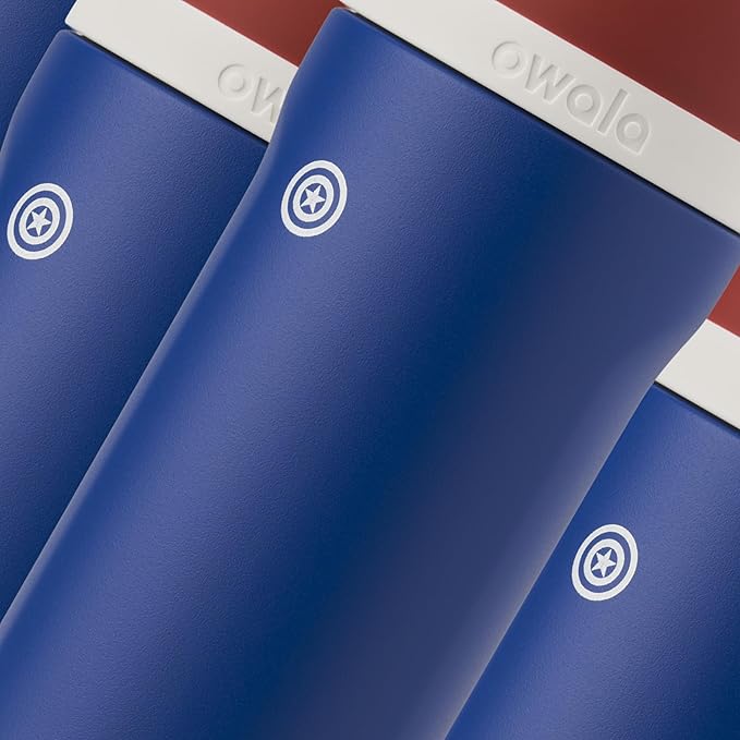 Owala Marvel FreeSip Insulated Stainless Steel Water Bottle with Straw for Sports and Travel, BPA-Free Sports Water Bottle, 24 oz, Captain America Owala