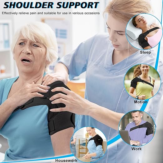 Compression Recovery Shoulder Brace Immobilizer for Torn Rotator Cuff,AC Joint Pain Relief,Dislocation,Arm Stability,Injuries,Tears,Adjustable Fit Supports for Men&Women(Black, Medium) - Bloomnest
