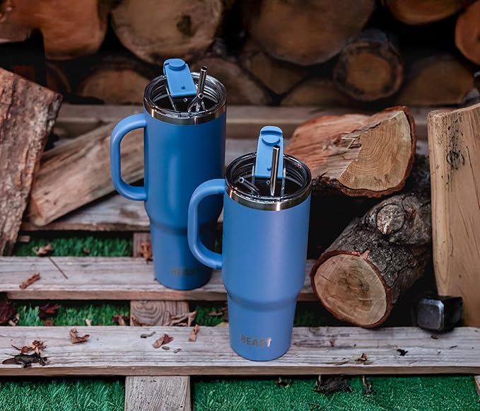 Beast 42 oz Tumbler Stainless Steel Vacuum Insulated Coffee Ice Cup Double Wall Travel Flask (Stormy Sky Blue) - Bloomnest