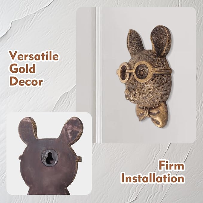 UITWMKTG Gold Animal Head Wall Decor Wall Sculpture Home Decor Statue for Living Room Office Bedroom Modern Decor for Men Women Rat - Bloomnest