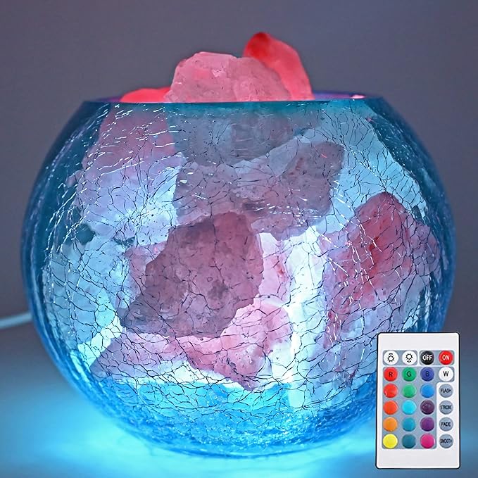 USB Himalayan Salt Lamp with Remote Control, 16 Colors Lighting & 4 Color Changing Mode Salt Rock Lamp, Used for Holiday Gift, Home Deco, Yoga, Office - Bloomnest