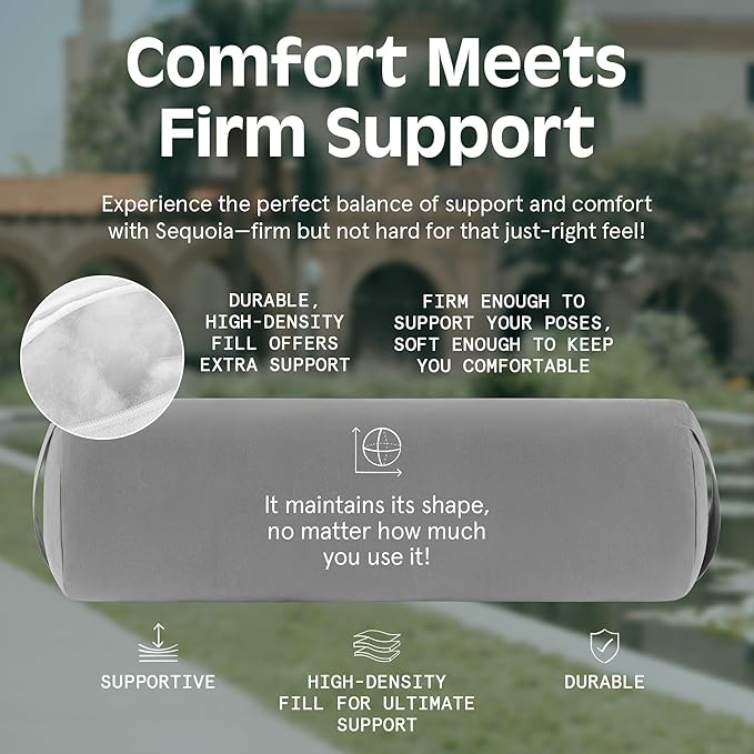Retrospec Retrospec Sequoia Yoga Bolster Pillow - Meditation Cushion for Yoga Practices - Includes Machine Washable 100% Cotton Cover & Durable Carry Handle - Bloomnest