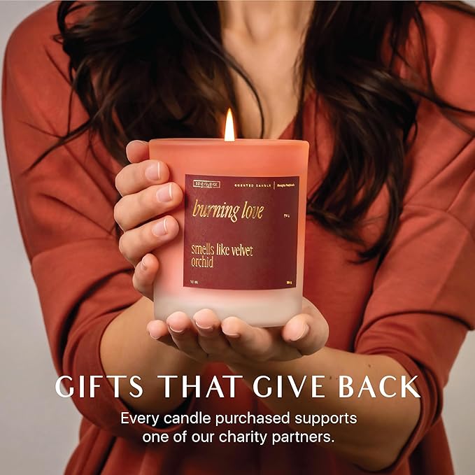 Benevolence LA Burning Love Scented Candles | 10 oz, 40-50 Hour Burn, Love Candle for Women | Romantic Gifts for Women and Men | Gift for Husband, Wife, Girlfriend | Fall Candles - Velvet Orchid - Bloomnest