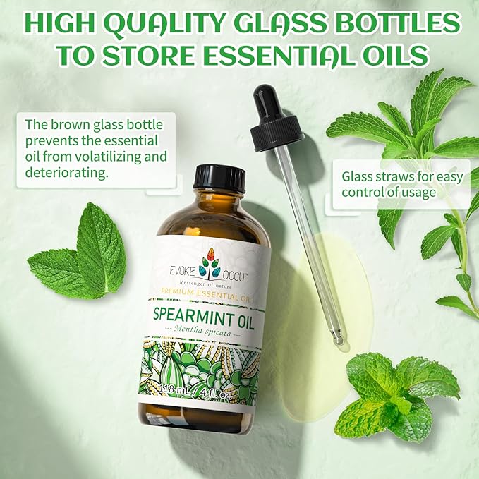 EVOKE OCCU Spearmint Oil for Inhibit Facial Hair Growth, Air Freshening, Added to Creams & Lotions - 4 Fl Oz - Bloomnest