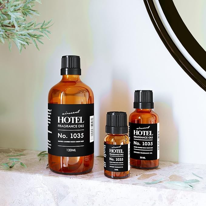 AirScent Hotel Diffuser Oil No. 1035 Inspired by Gramercy Park's Cade 26 Santal Blend - Fragrance Oil for Ultrasonic and Waterless Diffusers and Crafting - 10 mL, 0.34 fl oz Glass Bottle with Dropper - Bloomnest