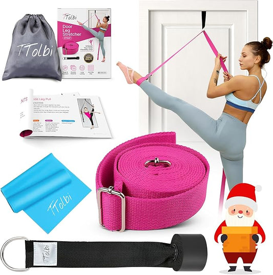 Stretching Strap with Door Anchor & Resistance Band – Improve Leg Stretch Flexibility for Splits, Ballet, Dance, Cheer, Yoga & Gymnastics - Home Leg Stretcher Trainer Equipment Stuff for All Levels - Bloomnest