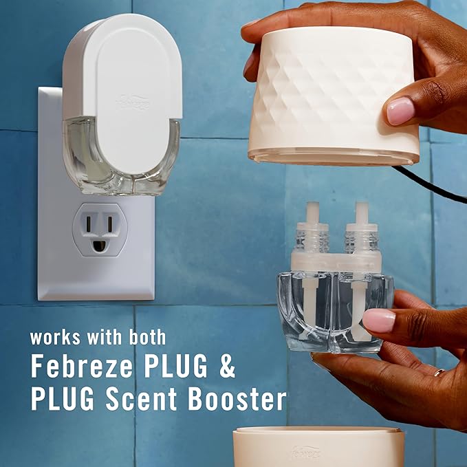 Febreze Plug Scent Booster Starter Kit, Oil Diffuser, Air Freshener Plug in, Continuous Scent Device + 2 Gain Original Refills - Bloomnest
