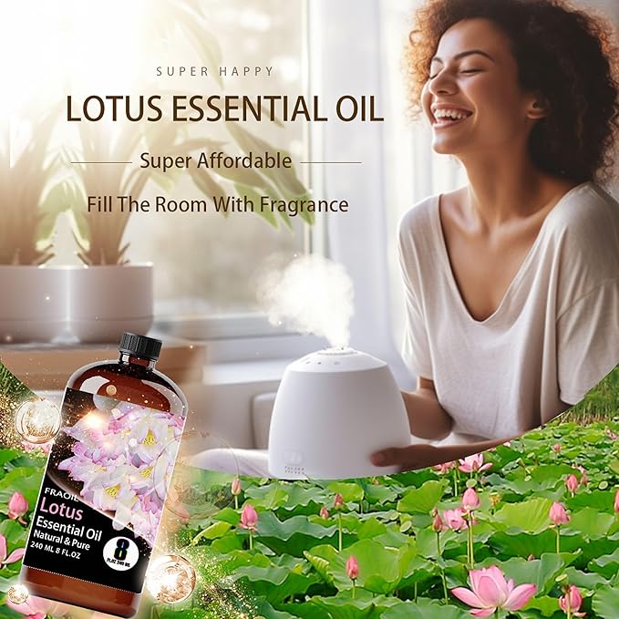 Lotus Essential Oil, Lotus Oil 8 Fl Oz 240ML for Diffuser Humidifier Yoga Cleaning DIY Candle Soap Making Perfume Gift for Women Essential Oils - Bloomnest