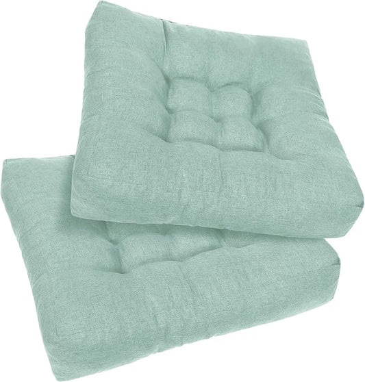 Sage Green Square Floor Pillow Meditation Cushions, Large Floor Sitting 22"x22"x4.6", Tufted Cushions for Yoga Living Room Tatami Home Decor 2 Pack - Bloomnest