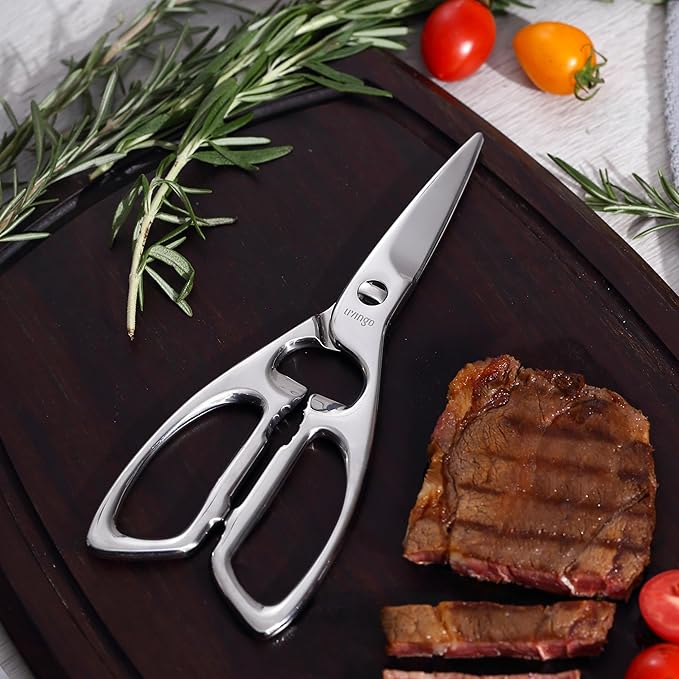LIVINGO Heavy Duty Kitchen Scissors - Multi-function Dishwasher Safe Stainless Steel Forged Come Apart Utility Shears All Purpose for Cutting Food, Meat, Poultry, Vegetable, Nutcracker - Bloomnest