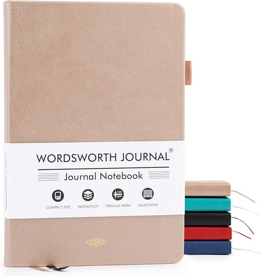 Wordsworth & Black A5 Lined Journal 216 Lined Pages, Hardcover Leather, 120 GSM Paper, Journaling Notebook for Work & Sketching, Journals for Women, Men - Gifts Box Included Rose Gold - Bloomnest