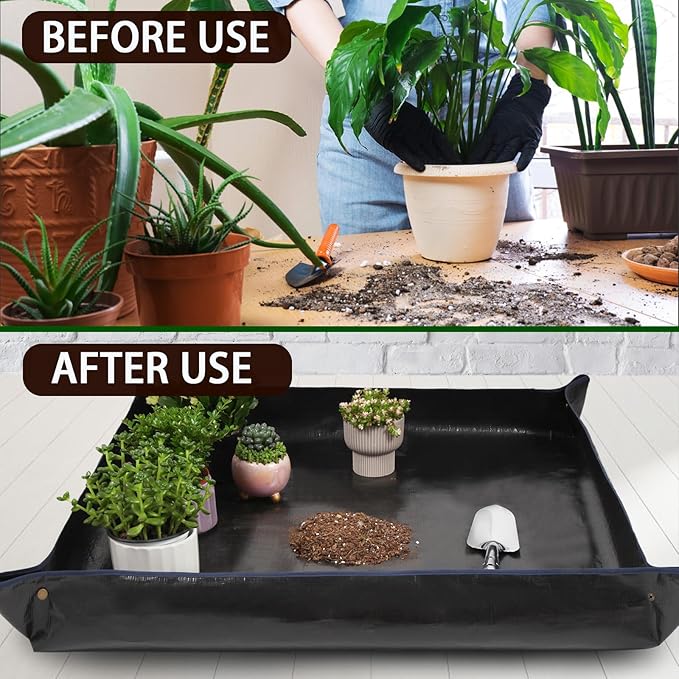 26.8" x 26.8" Plant Repotting Waterproof Transplanting Potting Mat - Portable Indoor Succulent Gardening Watering Square Foldable Garden Mat - Bloomnest