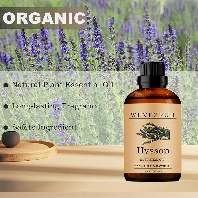 Hyssop Essential Oil, 60ML Pure and Natural for Aromatherapy Diffuser - 2 Fl Oz - Bloomnest