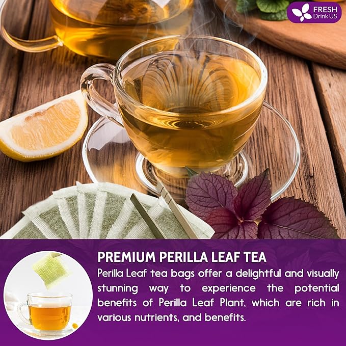 FreshDrinkUS, Premium Perilla Leaf Tea – 75 Tea Bags | 100% Pure Perilla Leaves | Caffeine-Free, Non-GMO, Natural Packaging | Herbal Tea Bags for Daily Enjoyment. Gluten-Free. Sugar-Free. Vegan - Bloomnest
