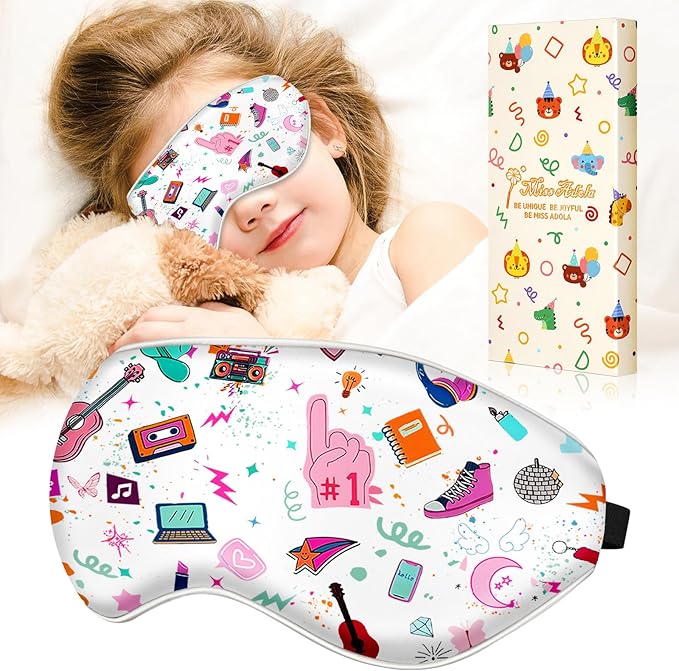 Sleep Mask for Kids - Silk Eye Mask for Sleeping Cute Cartoon Kids Sleep Mask for Boys Girls Teens Soft Smooth Adjustable Straps Silk Kids Eye Cover, TL Element - Bloomnest
