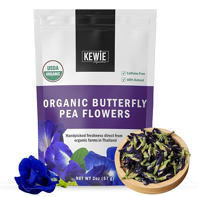 KEWIE Signature Butterfly Pea Flower Tea – 2oz Premium-Grade Blue Butterfly Pea Flower Organic Loose Leaf Tea – Caffeine-Free, USDA Organic – Natural Food Coloring – Vegan and Gluten-Free - Bloomnest