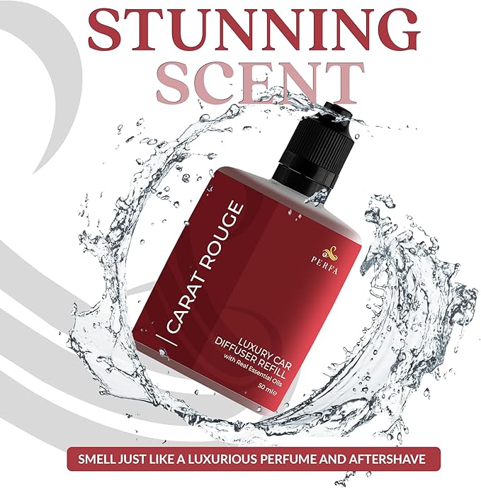 Carat Rouge Car Air Fresheners (Refill) | Affordable Fragrance for Women | 50ml Diffuser Refill with 3-Month Long-Lasting Aroma | Gift-Ready Women’s Perfume Scent by Perfa | Fresh Aroma for Daily - Bloomnest