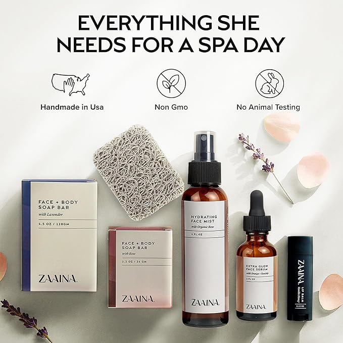 ZAAINA Spa Gifts for Women - Valentines Day Gifts for Her, Relaxaing Spa Gift Basket, Pampering At Home Natural Bath & Body Self Care Spa Package for Mom Wife, Birthday Gifts for Women - Bloomnest