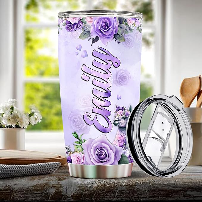 Personalized Llama Tumbler Llamas Gifts For Girls Customized Mug Cups Gift Christmas Birthday Valentine Custom Water Bottle 20oz Insulated Stainless Steel Coffee Cup With Lid Party Valentines - Bloomnest