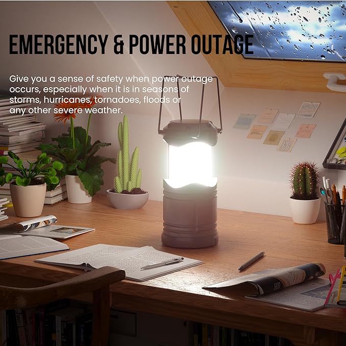 Lichamp LED Camping Lantern, 4 Pack Battery Powered Flashlight for Power Outages, Portable Collapsible Hanging Light Essential for Home, Outdoor, Emergency Lamp Survival Kit Gear for Hurricane, C4 - Bloomnest