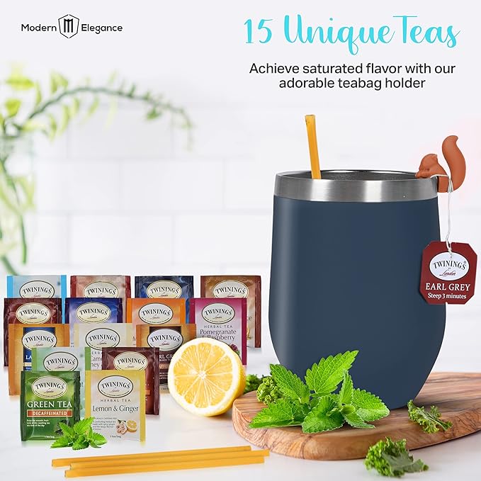 Modern Elegance Tea Set with Portable Kettle – 31-Piece Collection Featuring an Insulated Mug, Decaf Teas, Honey Sticks & Accessories (Decaffeinated) - Bloomnest