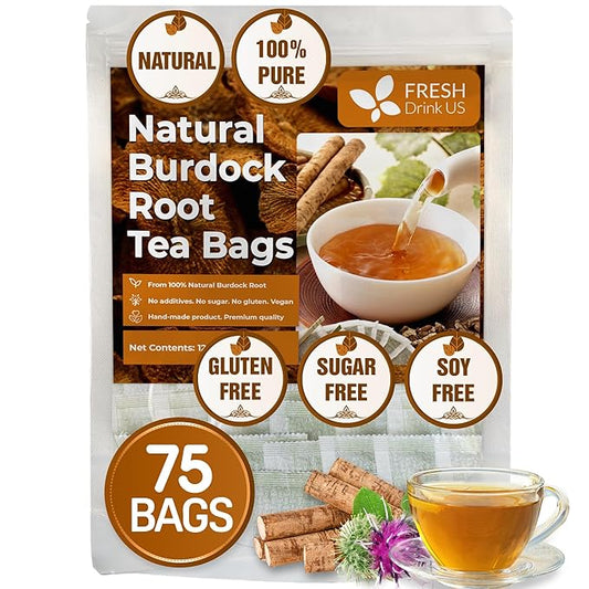 FreshDrinkUS Premium Burdock Root Tea Bags, 100% Natural & Pure. Burdock Herbal Tea, Made with Natural Material Tea Bags. No Sugar, No Caffeine, No Gluten, Vegan - Bloomnest
