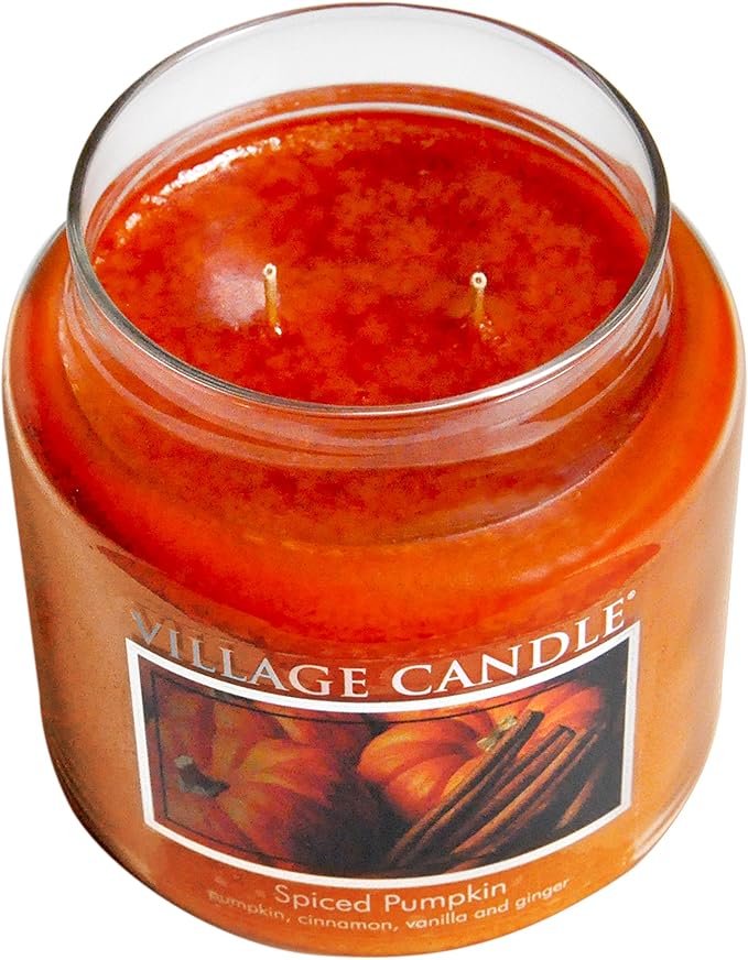 Village Candle Spiced Pumpkin Large Apothecary Jar, Scented Candle, 21.25 oz. - Bloomnest